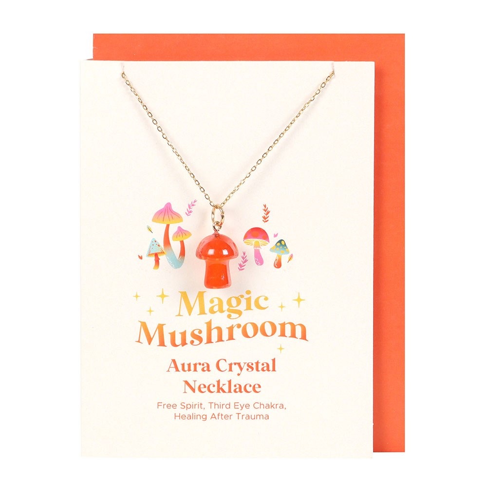 Something Different - Orange Aura Crystal Mushroom Karte mit Halskette - Mehrfarben